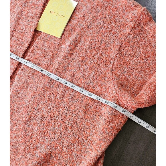 Modern Soul QVC Salmon Speckled Knit Open Front Cardigan Sweater 3XL NWT Plush - Picture 6 of 8